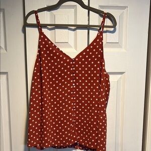 Polka Dot Spaghetti Strap Top - Burnt orange